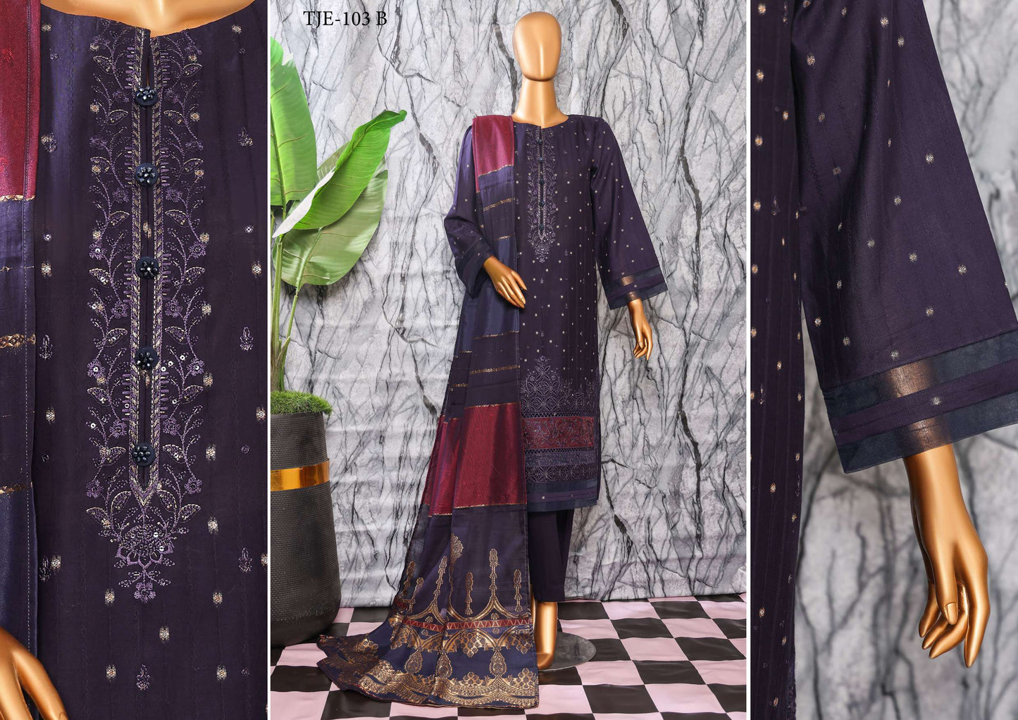 UNSTITCH Turkish Jacquard Embroidered