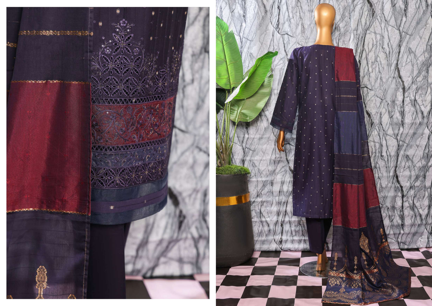 UNSTITCH Turkish Jacquard Embroidered