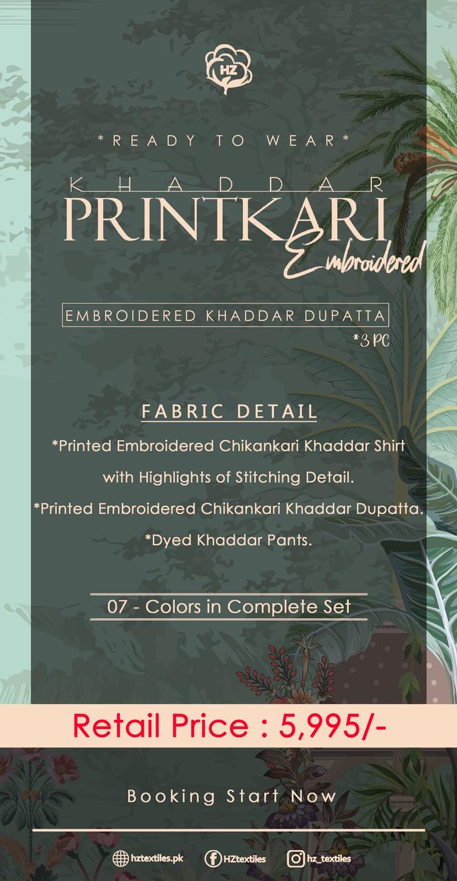 KHADDAR PRINTKARI Embroidered
